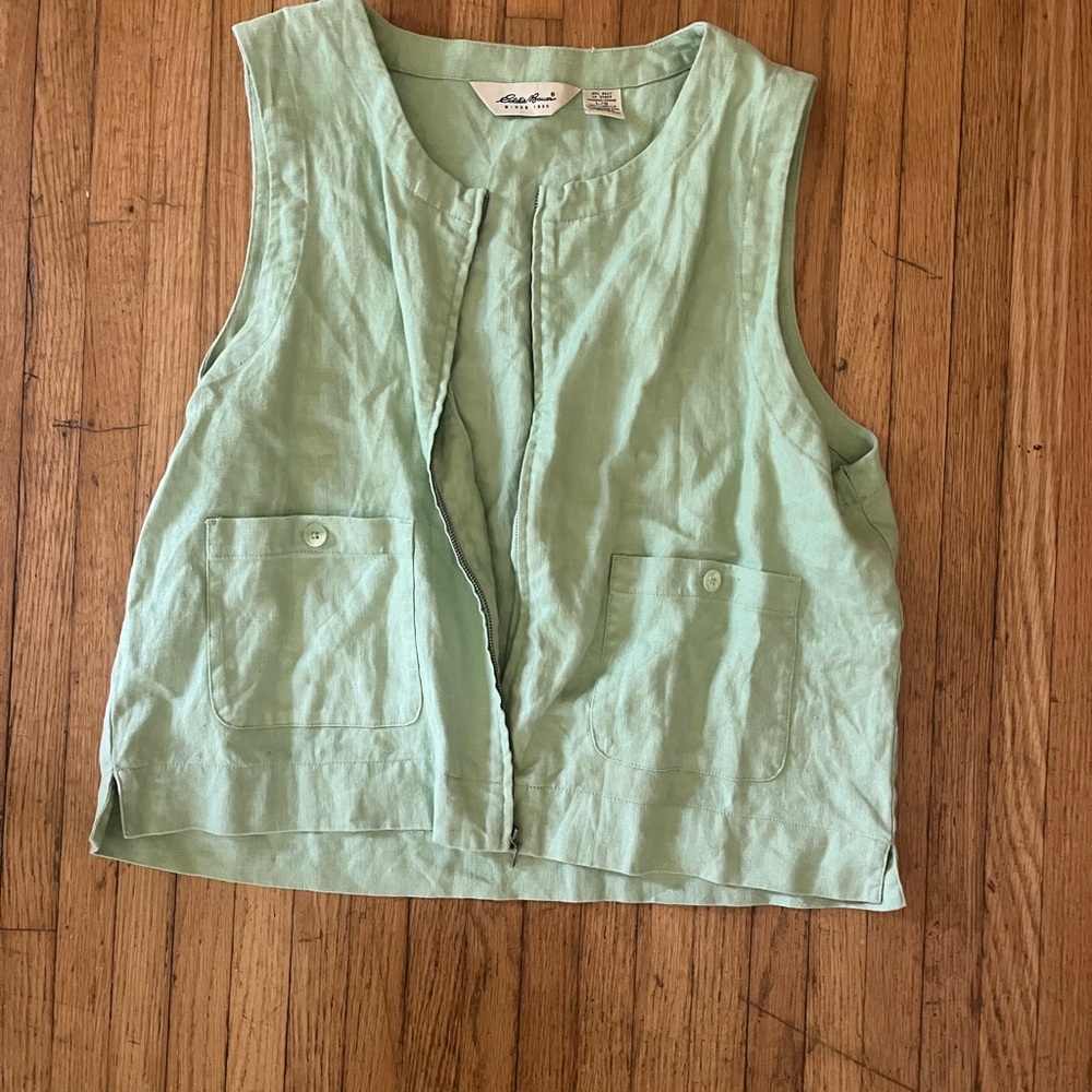 Eddie Bauer Mint Green Sleeveless Zip Up Vest